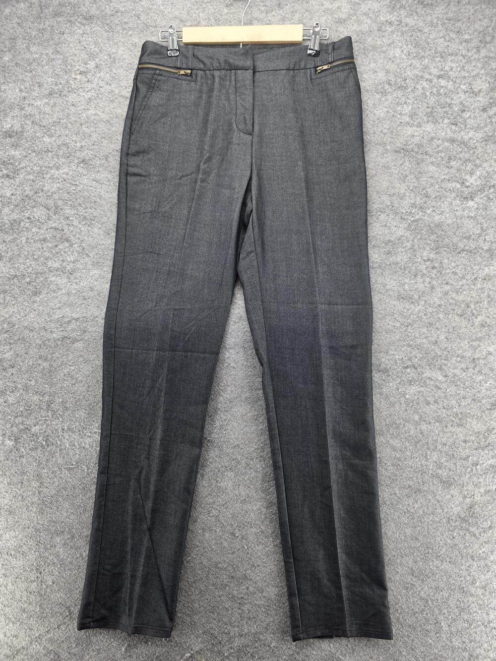 Linea Domani Pants Womens 8 Gray Tapered Slim Twill Stretch Pockets Zip